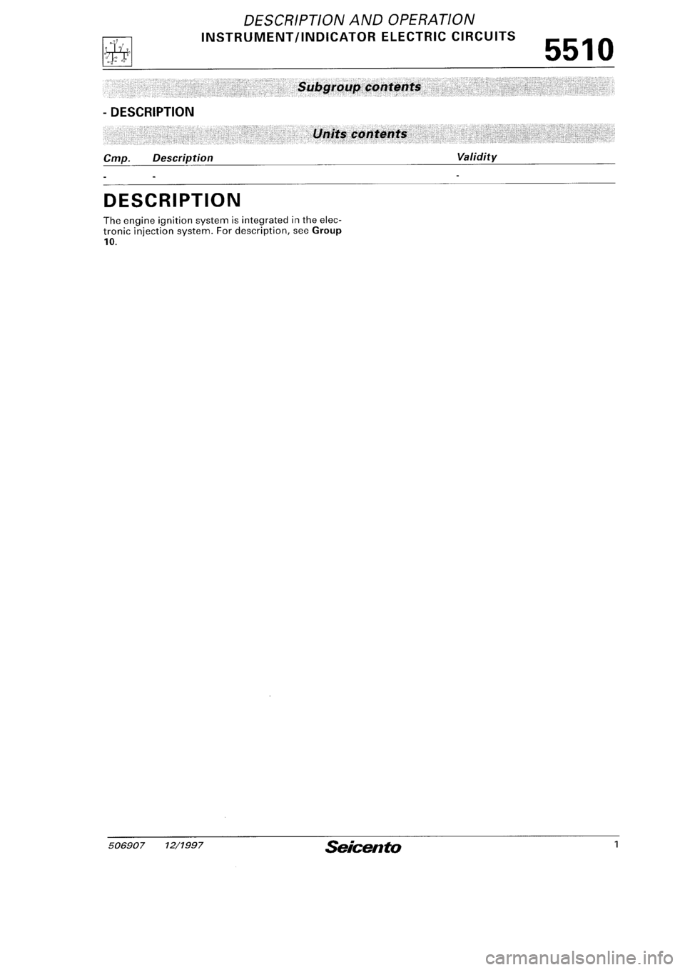 FIAT SEICENTO 1997  Service And Repair Manual 