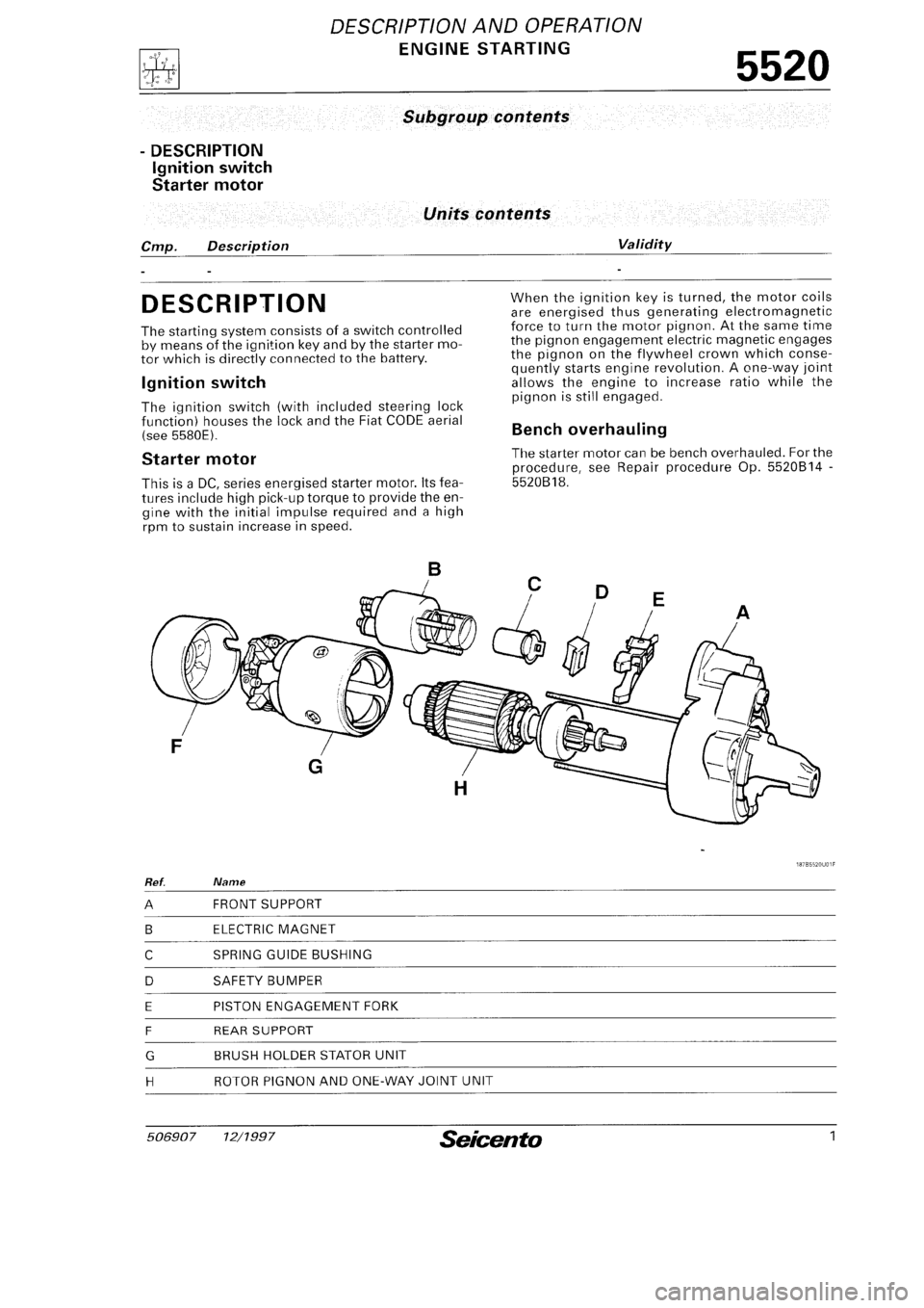 FIAT SEICENTO 1997  Service And Repair Manual 