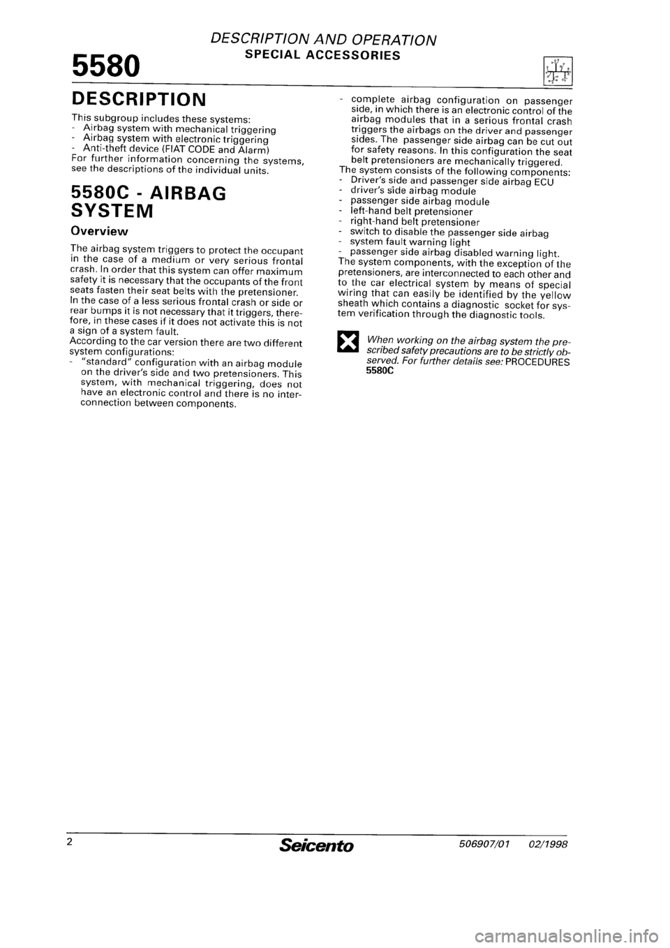 FIAT SEICENTO 1997  Service And Repair Manual 