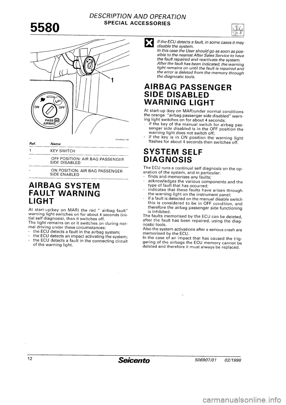 FIAT SEICENTO 1997  Service And Repair Manual 
