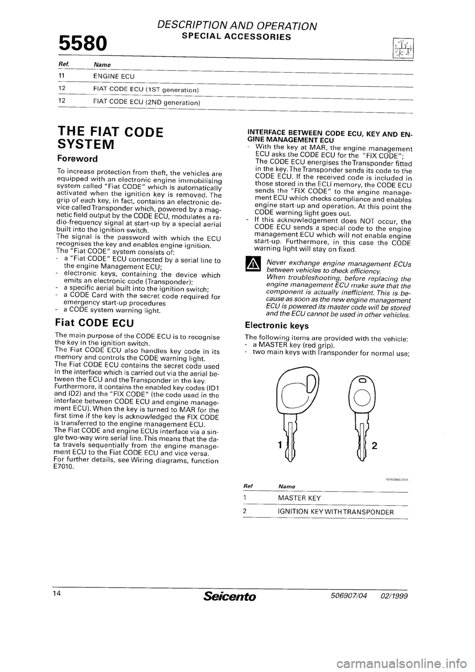 FIAT SEICENTO 1997  Service And Repair Manual 