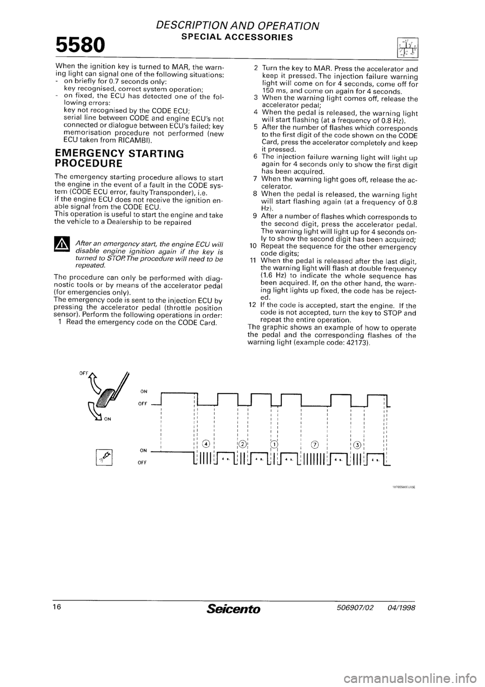 FIAT SEICENTO 1997  Service And Repair Manual 
