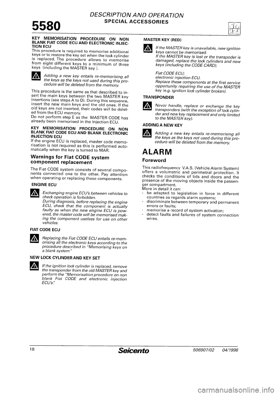 FIAT SEICENTO 1997  Service And Repair Manual 