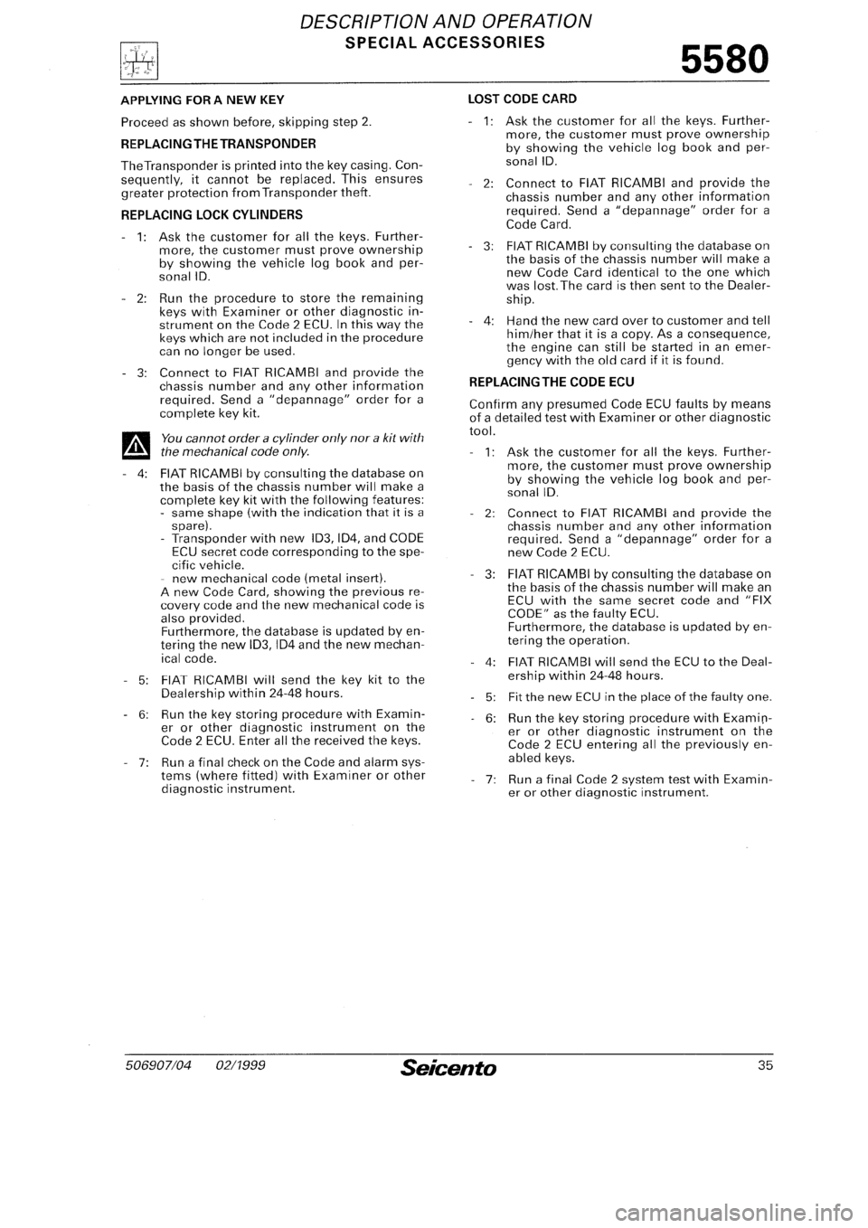 FIAT SEICENTO 1997 Service And Repair Manual FIAT SEICENTO 1997 Service And Repair Manual