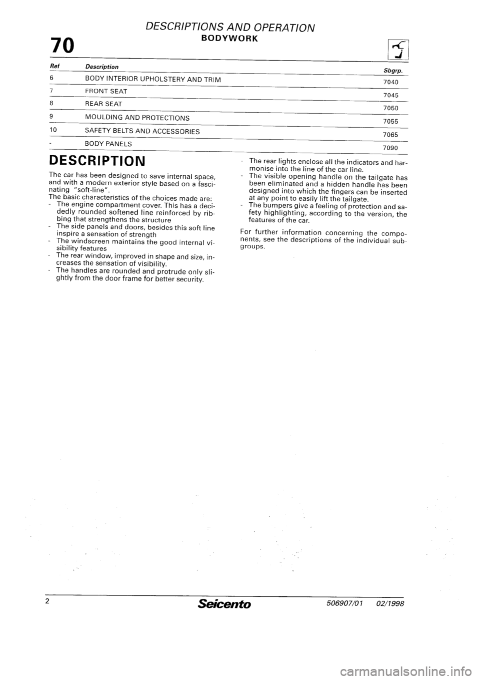 FIAT SEICENTO 1997 Service And Repair Manual FIAT SEICENTO 1997 Service And Repair Manual