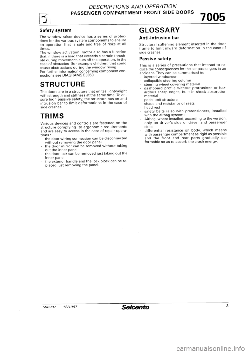 FIAT SEICENTO 1997 Service And Repair Manual FIAT SEICENTO 1997 Service And Repair Manual