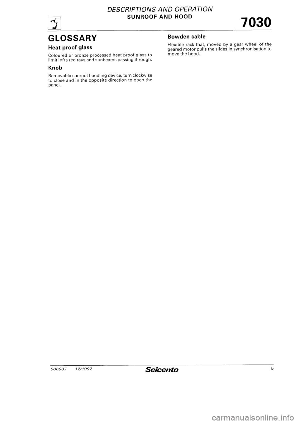 FIAT SEICENTO 1997 Service And Repair Manual FIAT SEICENTO 1997 Service And Repair Manual