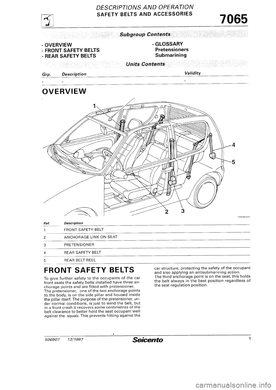 FIAT SEICENTO 1997 Service And Repair Manual FIAT SEICENTO 1997 Service And Repair Manual