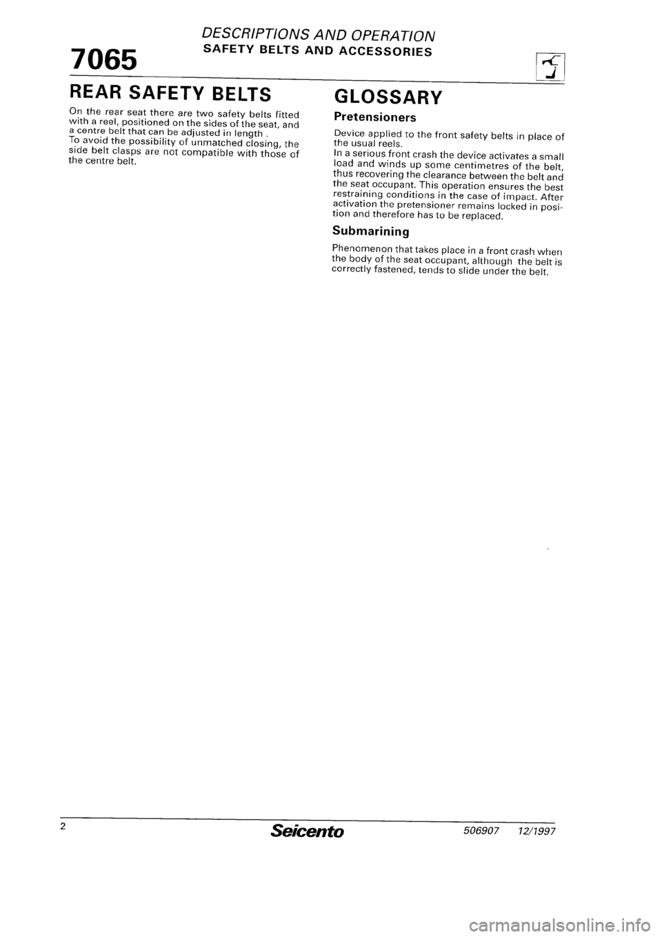 FIAT SEICENTO 1997 Service And Repair Manual FIAT SEICENTO 1997 Service And Repair Manual