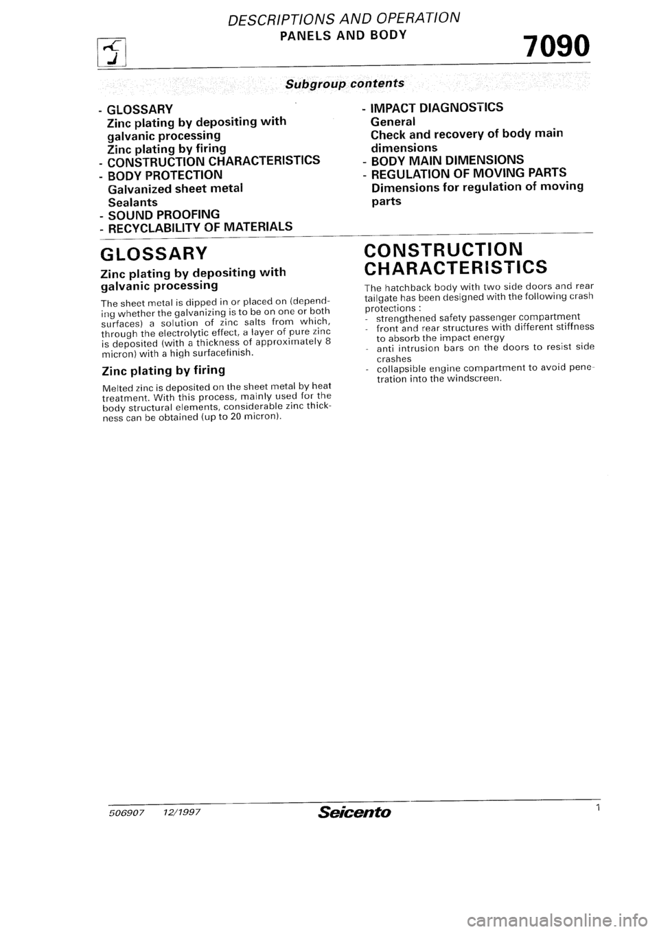 FIAT SEICENTO 1997 Service And Repair Manual FIAT SEICENTO 1997 Service And Repair Manual