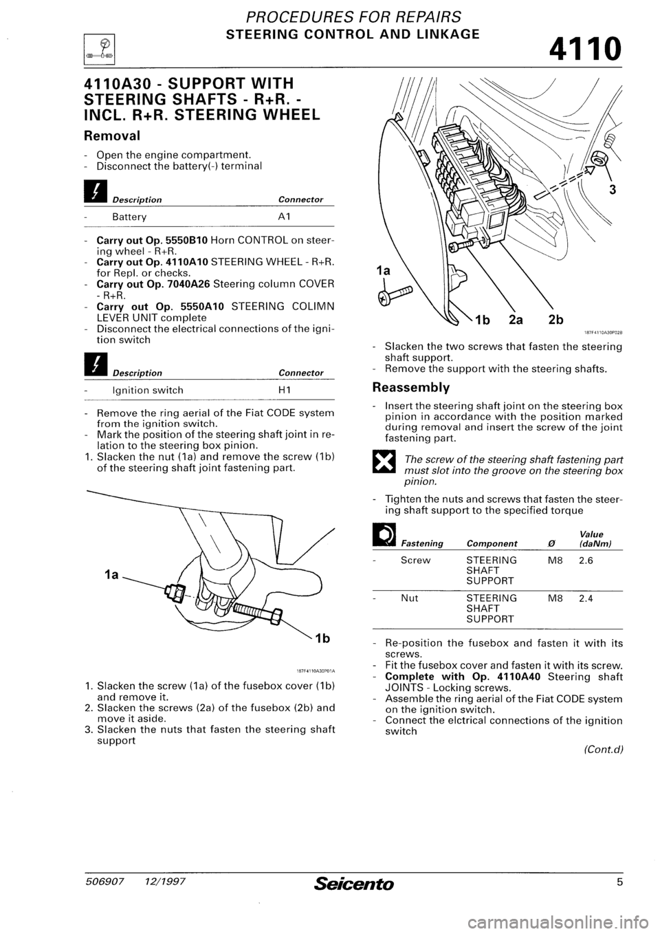 FIAT SEICENTO 1997 Service And Repair Manual FIAT SEICENTO 1997 Service And Repair Manual