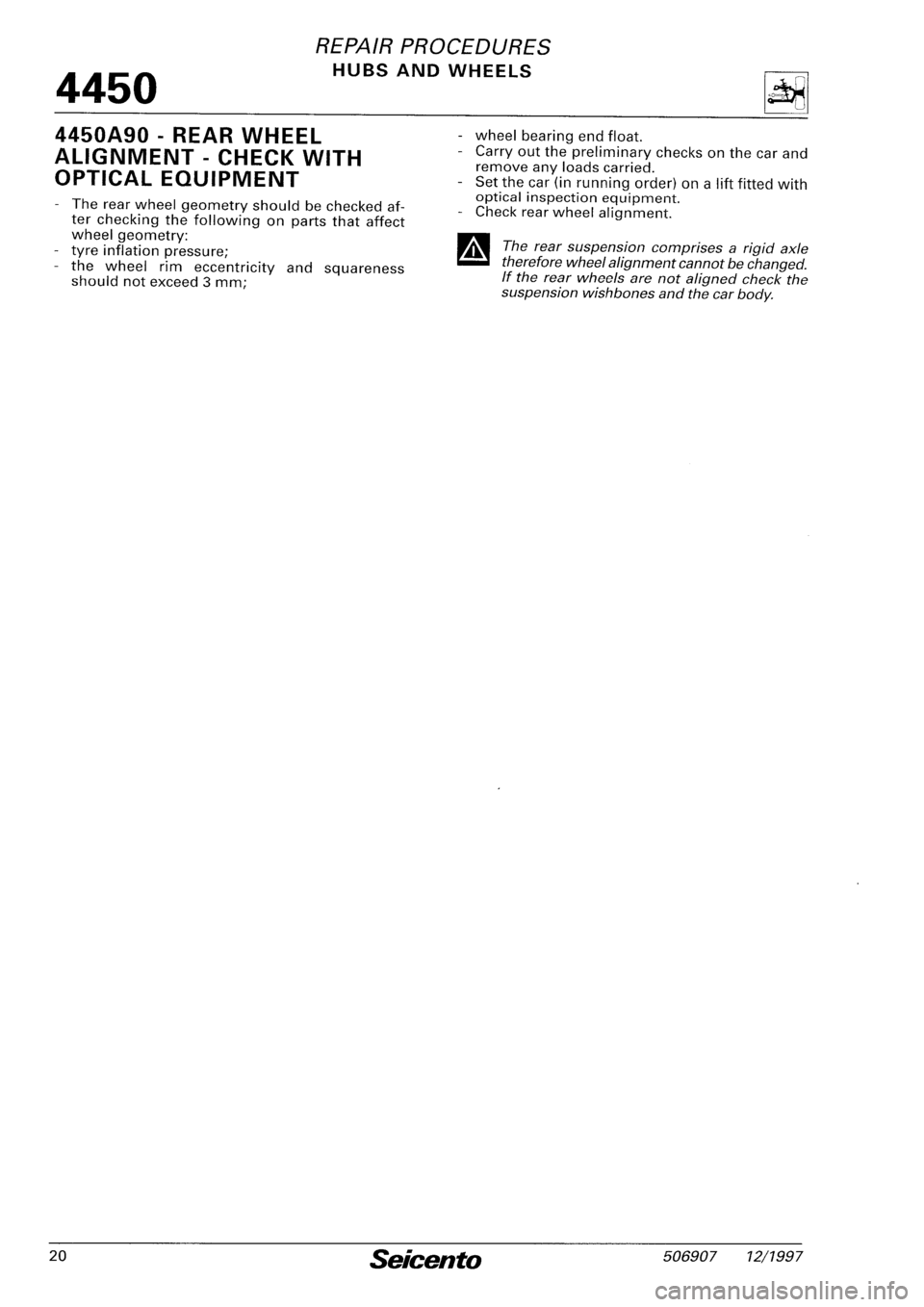 FIAT SEICENTO 1997 Service And Repair Manual FIAT SEICENTO 1997 Service And Repair Manual