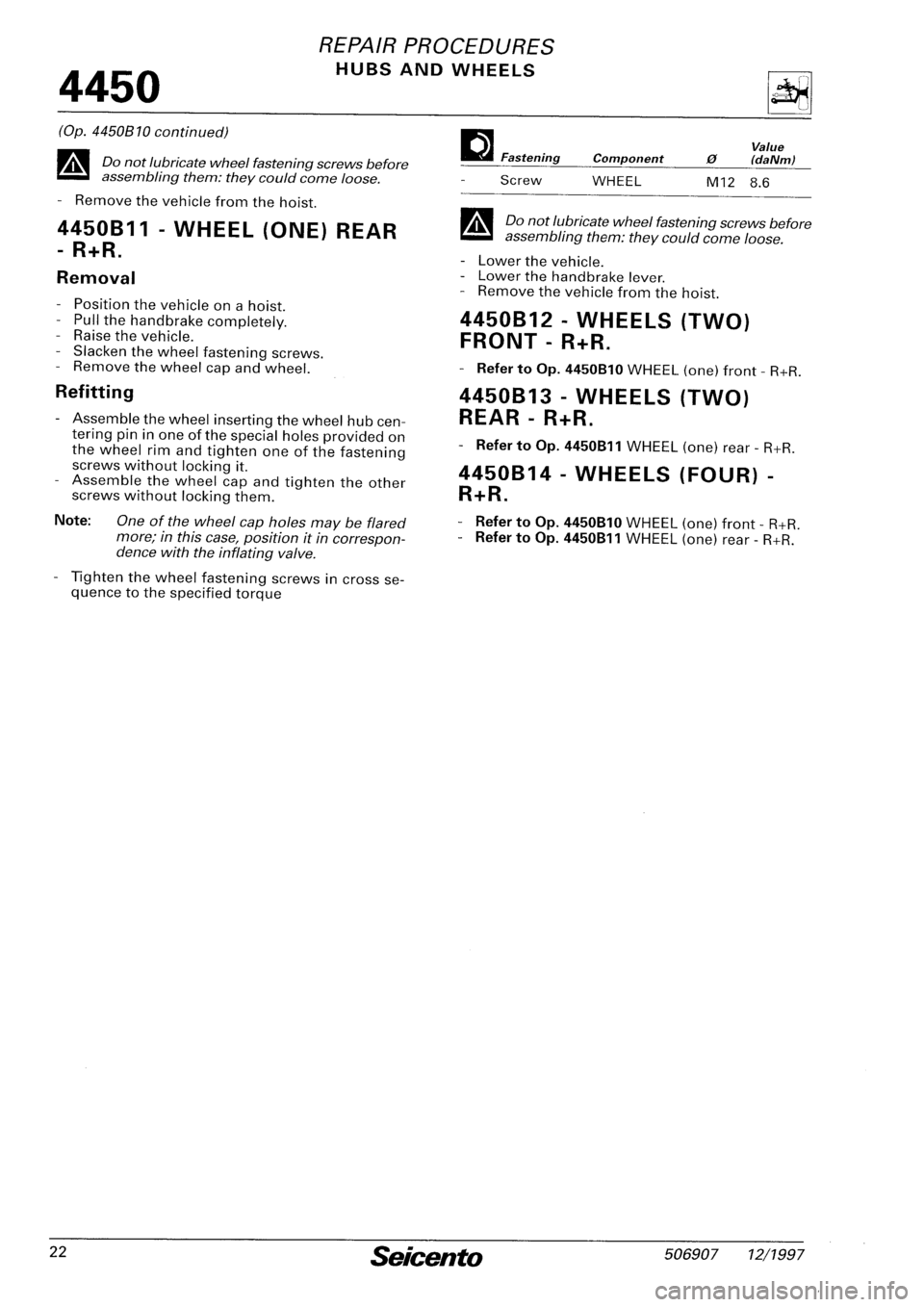FIAT SEICENTO 1997 Service And Repair Manual FIAT SEICENTO 1997 Service And Repair Manual