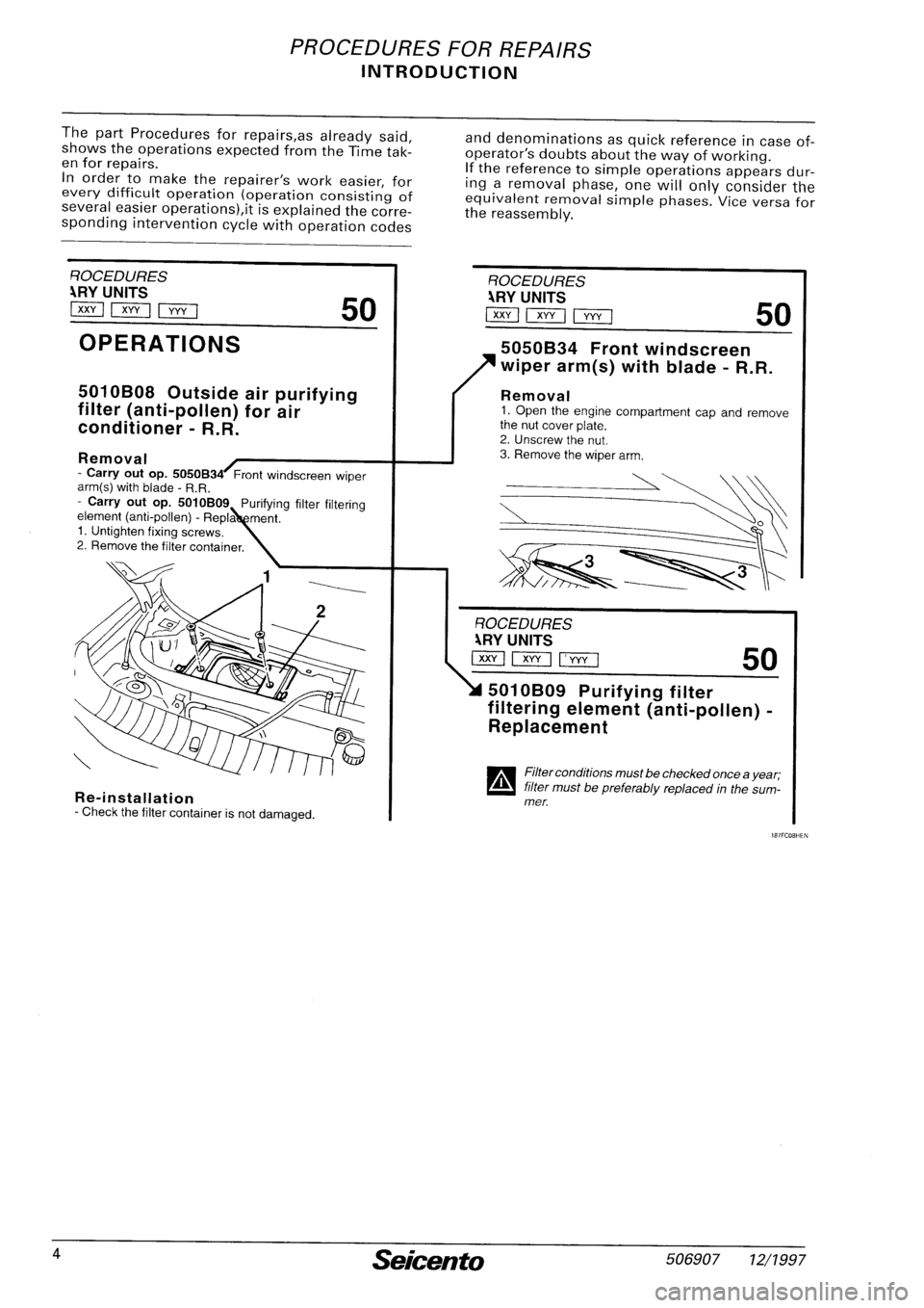 FIAT SEICENTO 1997 Service And Owners Manual FIAT SEICENTO 1997 Service And Owners Manual