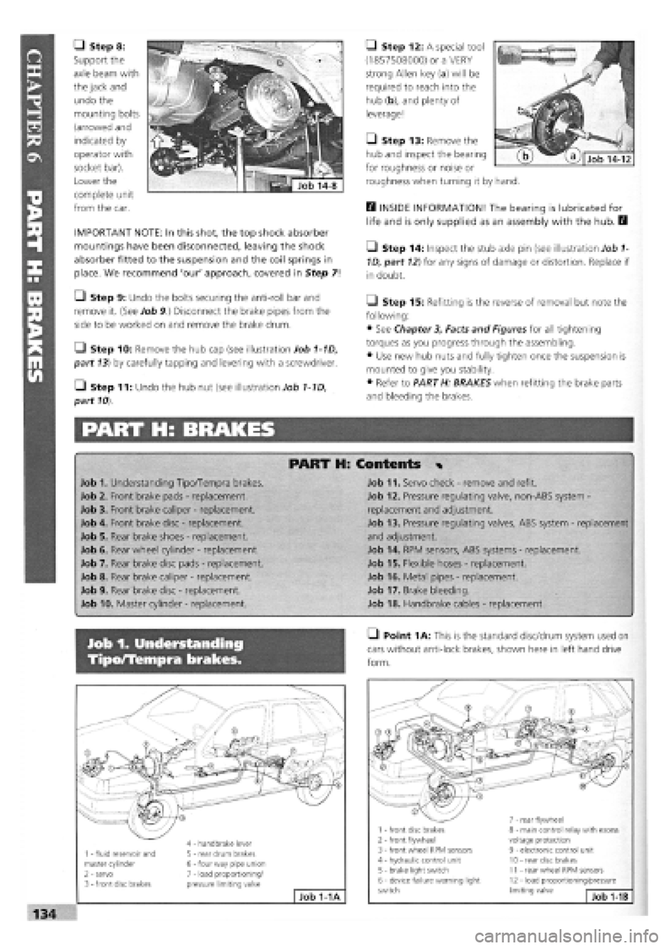 FIAT TEMPRA 1988 Service And Repair Manual
• Step 8:
Support the
axle beam with
the jack and
undo the
mounting bolts
(arrowed and
indicated by
operator with
socket bar).
Lower the
complete unit
from the car.
IMPORTANT NOTE: In FIAT TEMPRA 1988 Service And Repair Manual
• Step 8:
Support the
axle beam with
the jack and
undo the
mounting bolts
(arrowed and
indicated by
operator with
socket bar).
Lower the
complete unit
from the car.
IMPORTANT NOTE: In