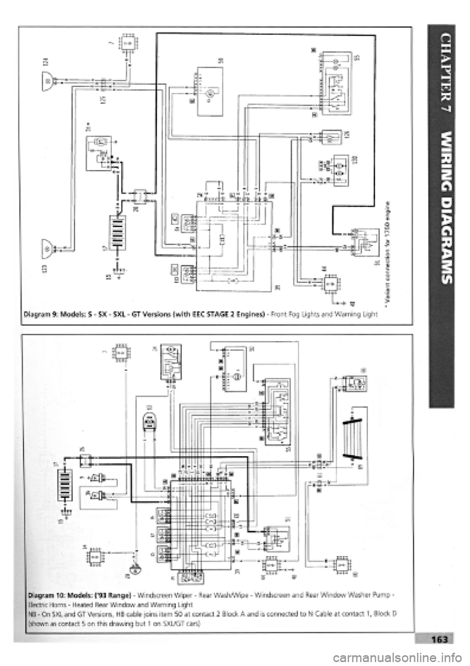 FIAT TEMPRA 1988 Service And Repair Manual
Diagram 9: Models: S
-
SX
-
SXL
-
GT Versions (with EEC STAGE 2 Engines)
-
Front Fog Lights and Warning Light
Diagram 10: Models: (93 Range)
-
Windscreen Wiper
-
Rear WashAA/ipe
-
Win FIAT TEMPRA 1988 Service And Repair Manual
Diagram 9: Models: S
-
SX
-
SXL
-
GT Versions (with EEC STAGE 2 Engines)
-
Front Fog Lights and Warning Light
Diagram 10: Models: (93 Range)
-
Windscreen Wiper
-
Rear WashAA/ipe
-
Win