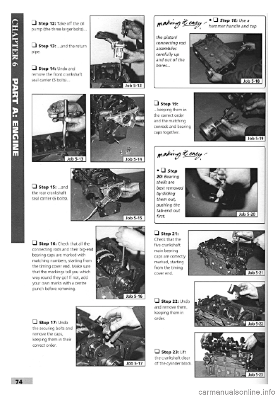FIAT TEMPRA 1988 Service And Manual PDF
• Step 12: Take off the oil
pump (the three larger bolts)...
• Step 13: ...and the return
pipe.
• Step 14: Undo and
remove the front crankshaft
seal carrier (5 bolts)...
hammer handle an FIAT TEMPRA 1988 Service And Manual PDF
• Step 12: Take off the oil
pump (the three larger bolts)...
• Step 13: ...and the return
pipe.
• Step 14: Undo and
remove the front crankshaft
seal carrier (5 bolts)...
hammer handle an