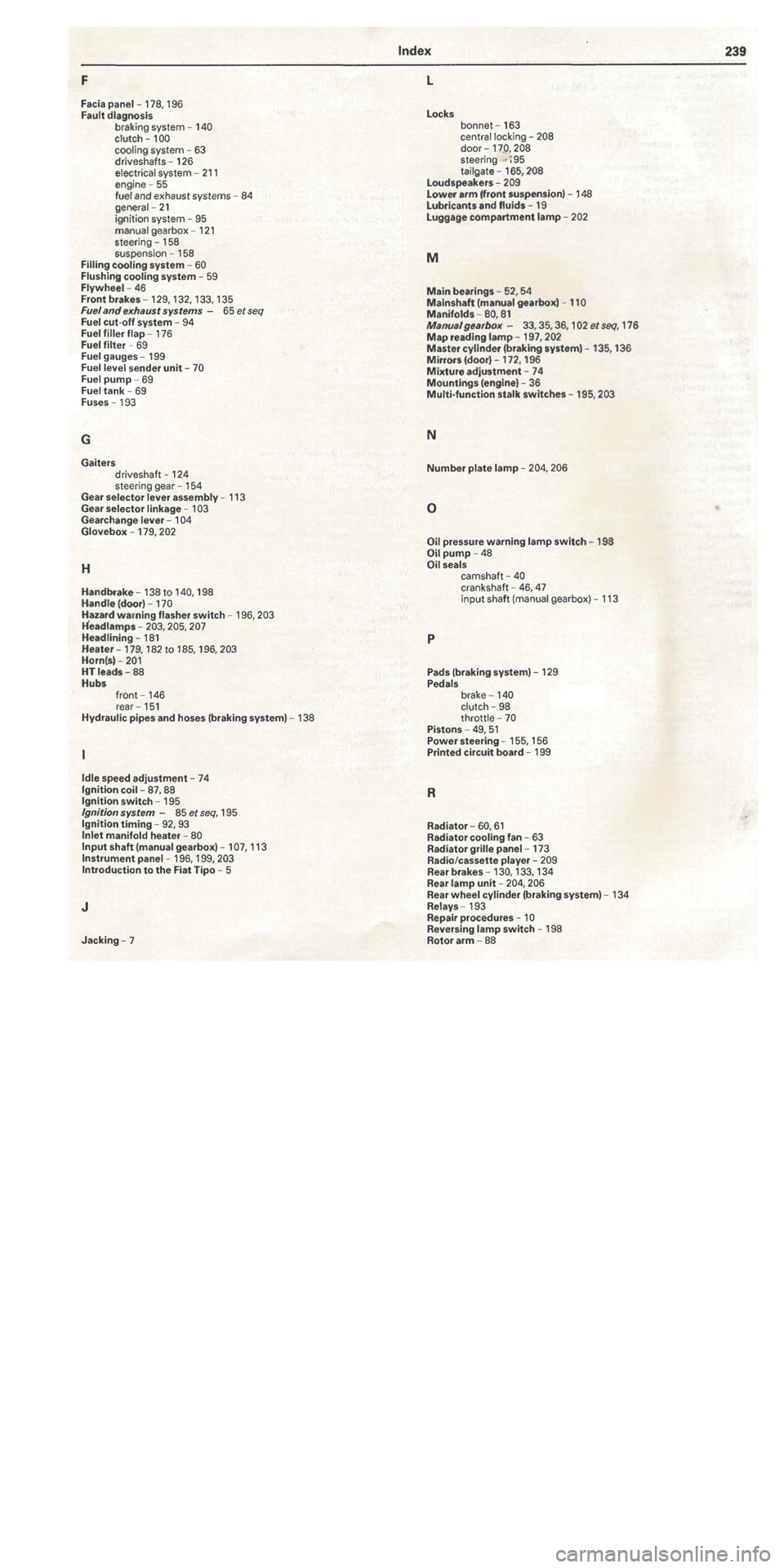 FIAT TIPO 1988 Workshop Manual FIAT TIPO 1988 Workshop Manual