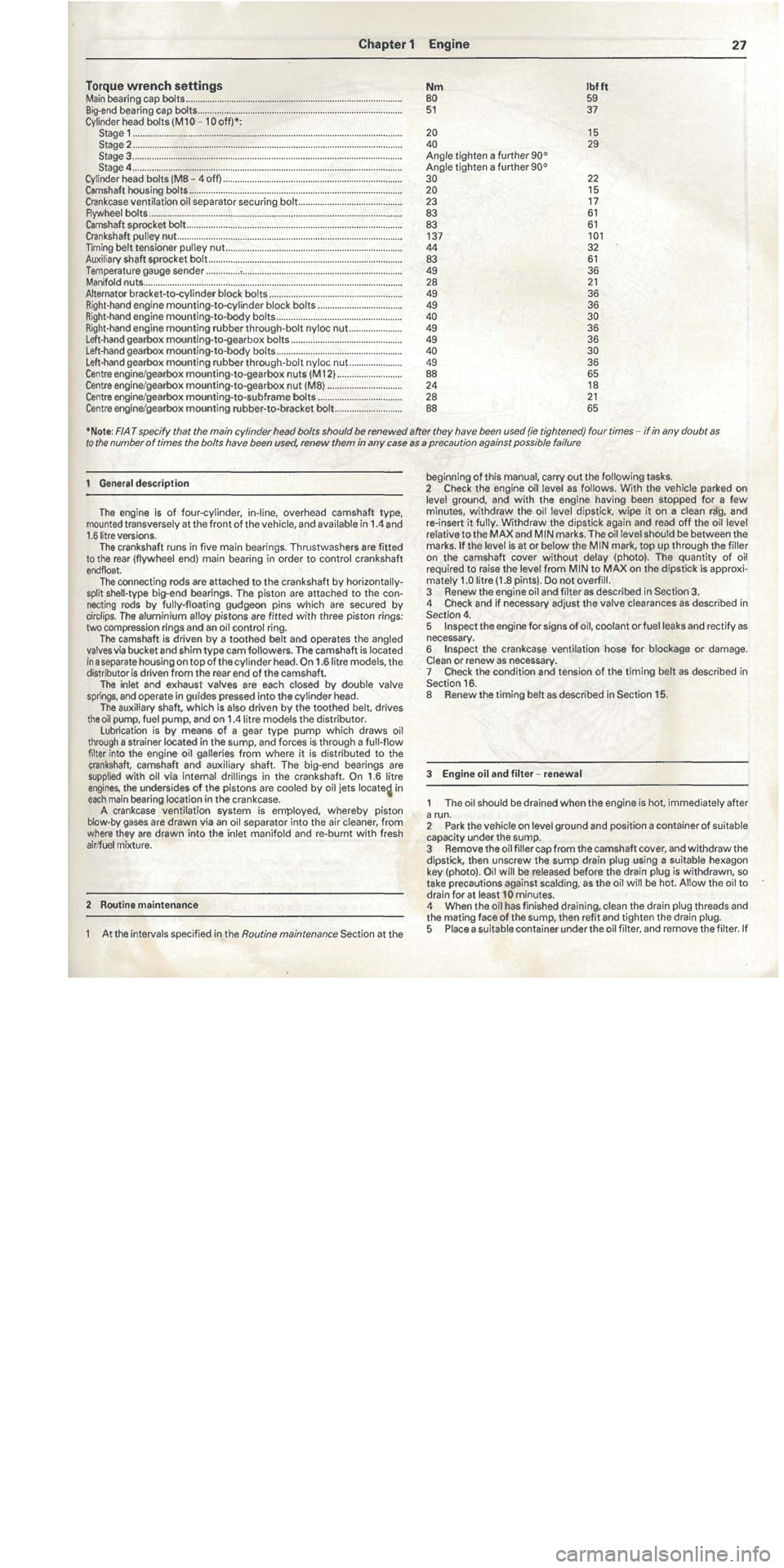 FIAT TIPO 1988 Owners Manual FIAT TIPO 1988 Owners Manual