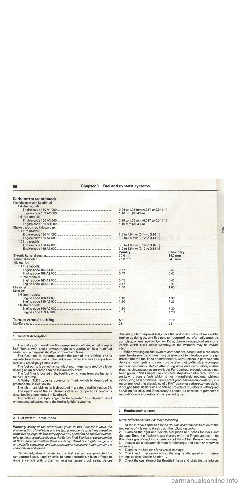 FIAT TIPO 1988 Repair Manual FIAT TIPO 1988 Repair Manual