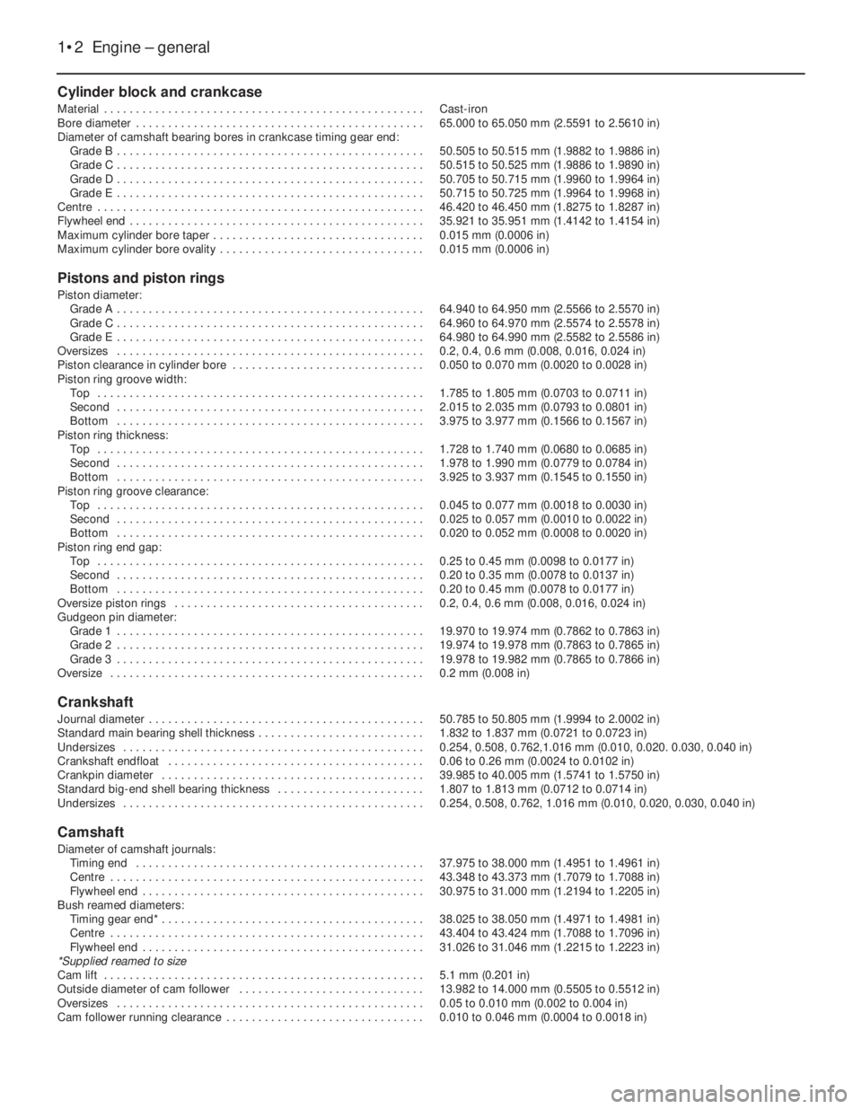 FIAT UNO 1983  Service Repair Manual Cylinder block and crankcase
Material  . . . . . . . . . . . . . . . . . . . . . . . . . . . . . . . . . . . . . . . . . . . . . . . . . . Cast-iron
Bore diameter  . . . . . . . . . . . . . . . . . . 