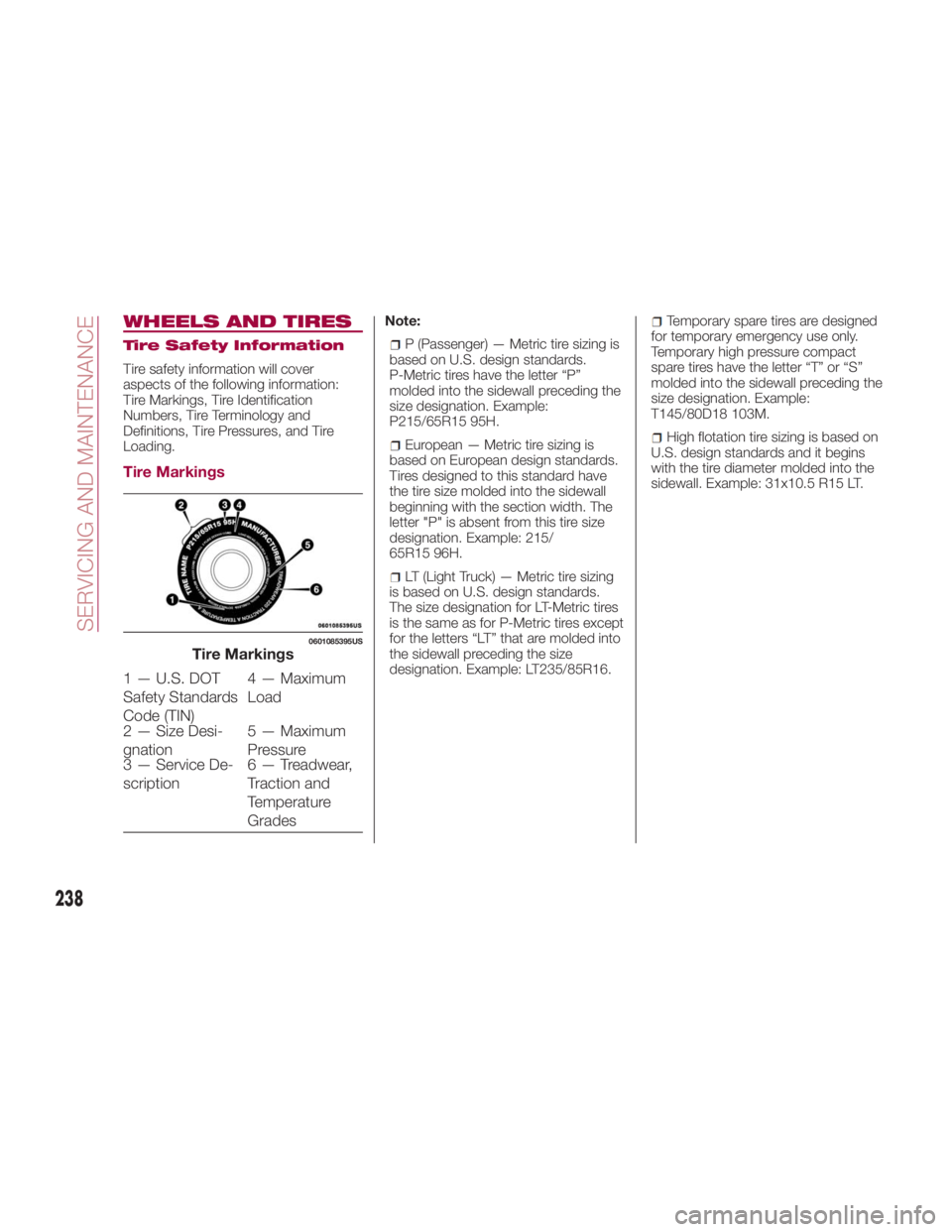 FIAT SPIDER ABARTH 2017 Owners Manual WHEELS AND TIRES Tire Safety Information
Tire safety information will cover
aspects of the following information:
Tire Markings, Tire Identification
Numbers, Tire Terminology and
Definitions, Tire Pre FIAT SPIDER ABARTH 2017 Owners Manual WHEELS AND TIRES Tire Safety Information
Tire safety information will cover
aspects of the following information:
Tire Markings, Tire Identification
Numbers, Tire Terminology and
Definitions, Tire Pre
