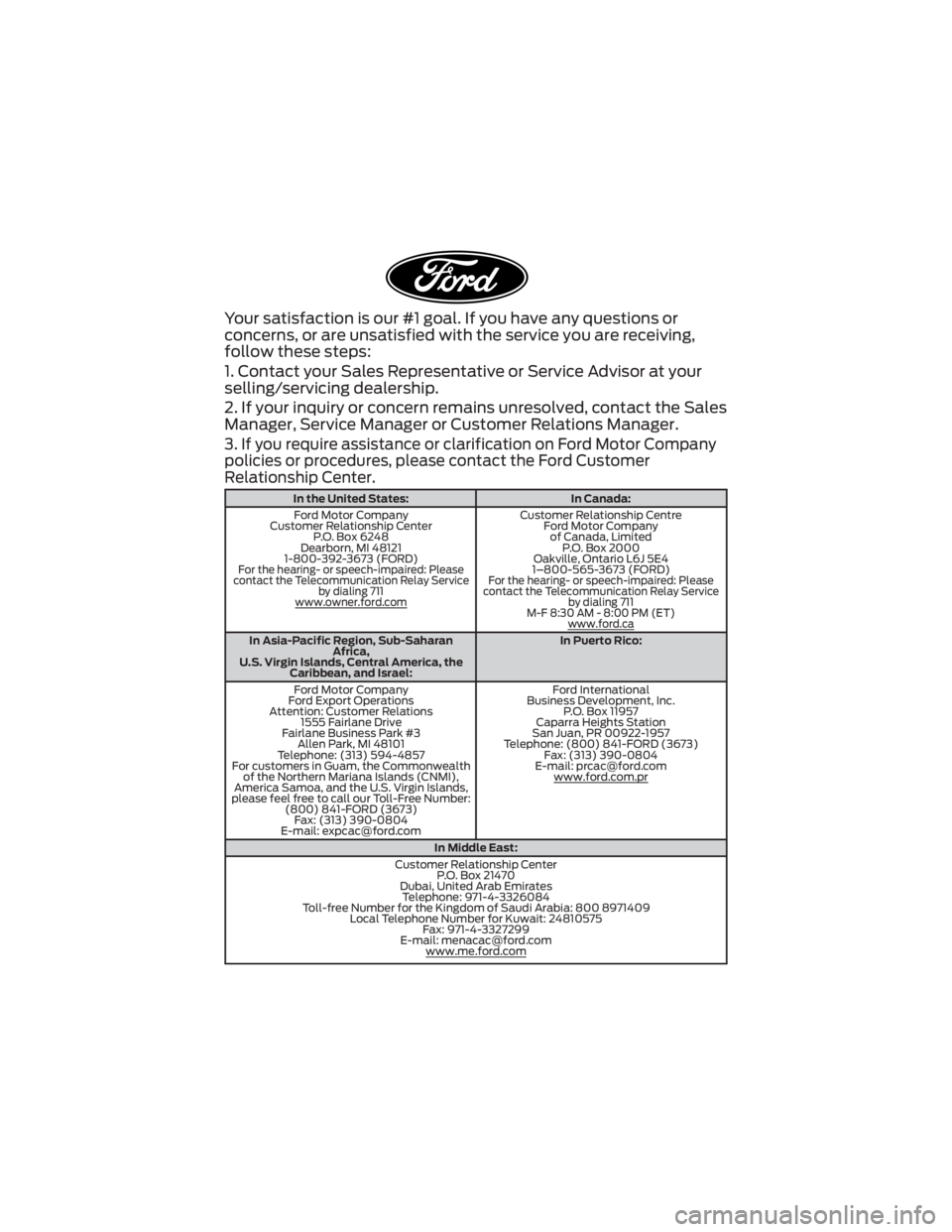 FORD E-450 2022  Warranty Guide Your satisfaction is our #1 goal. If you have any questions or
concerns, or are unsatisfied with the service you are receiving,
follow these steps:
1. Contact your Sales Representative or Service Advi
