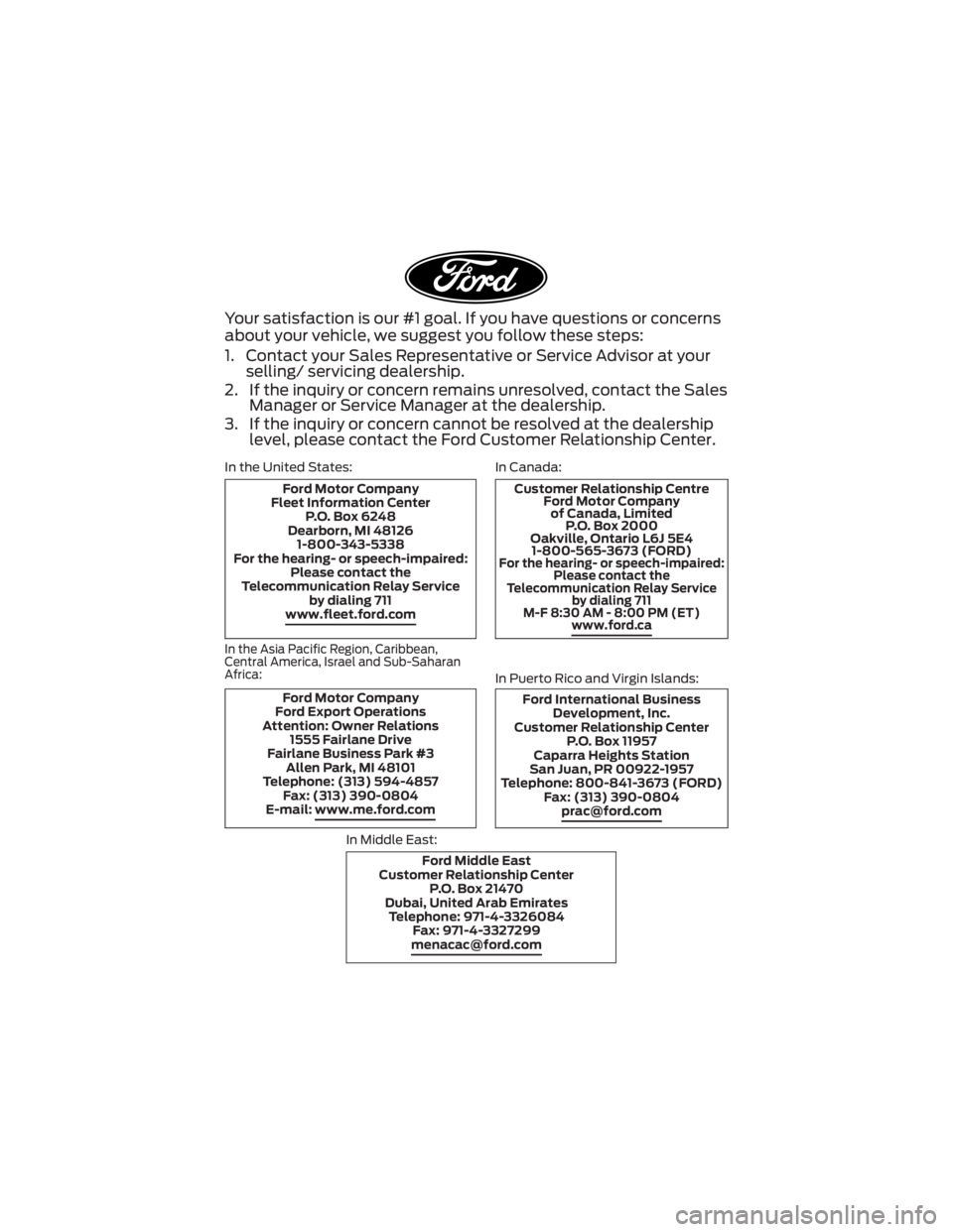 FORD F-53 2022  Warranty Guide Your satisfaction is our #1 goal. If you have questions or concerns
about your vehicle, we suggest you follow these steps:
1. Contact your Sales Representative or Service Advisor at yourselling/ servi