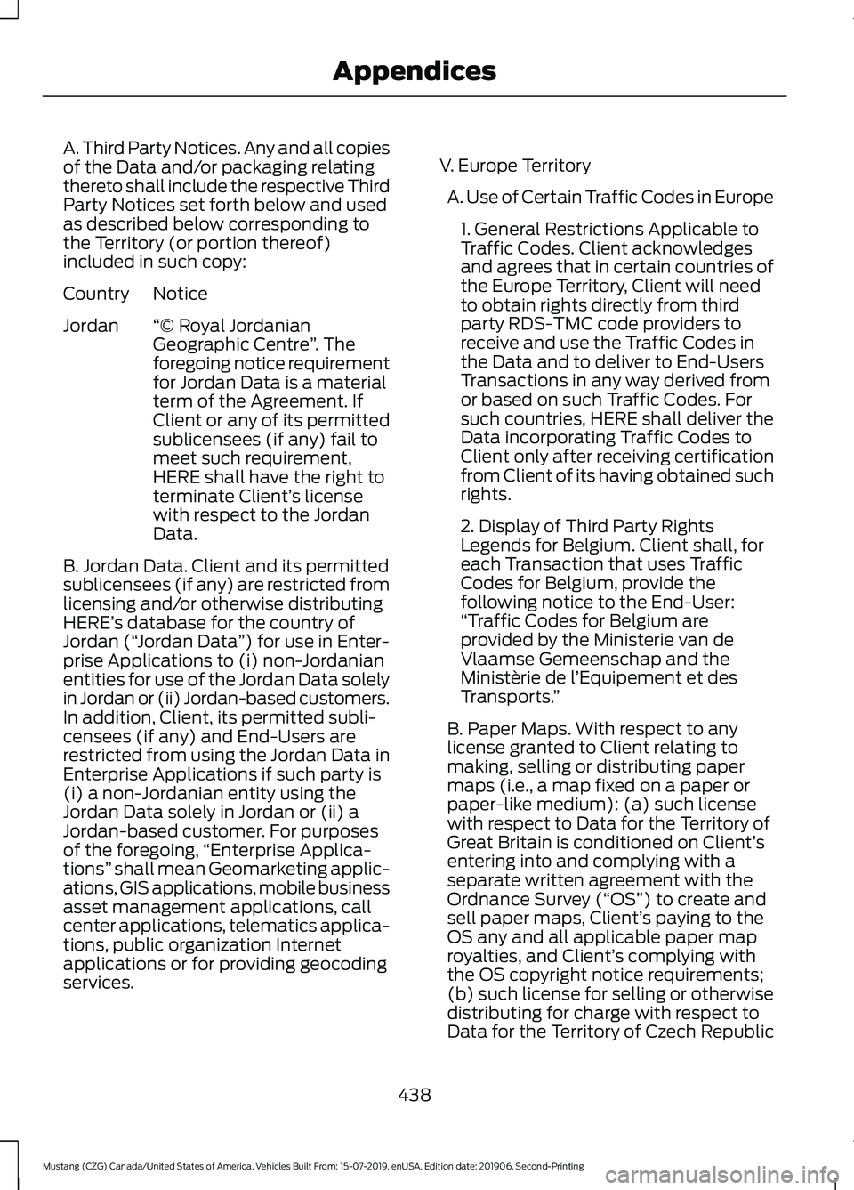 FORD MUSTANG 2020 Owners Manual A. Third Party Notices. Any and all copies
of the Data and/or packaging relating
thereto shall include the respective Third
Party Notices set forth below and used
as described below corresponding to
t FORD MUSTANG 2020 Owners Manual A. Third Party Notices. Any and all copies
of the Data and/or packaging relating
thereto shall include the respective Third
Party Notices set forth below and used
as described below corresponding to
t