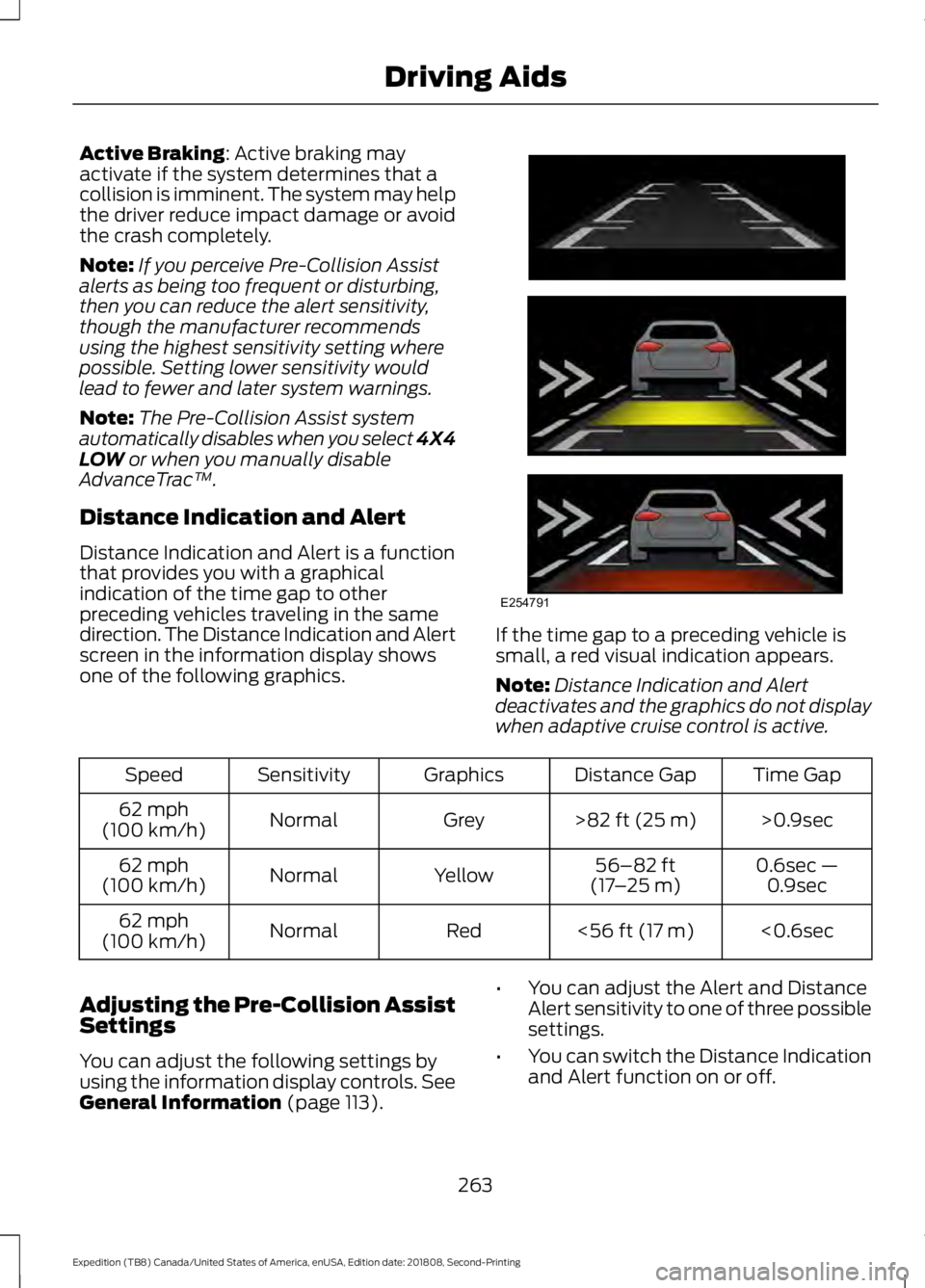 FORD EXPEDITION 2019  Owners Manual Active Braking: Active braking may
activate if the system determines that a
collision is imminent. The system may help
the driver reduce impact damage or avoid
the crash completely.
Note: If you perce