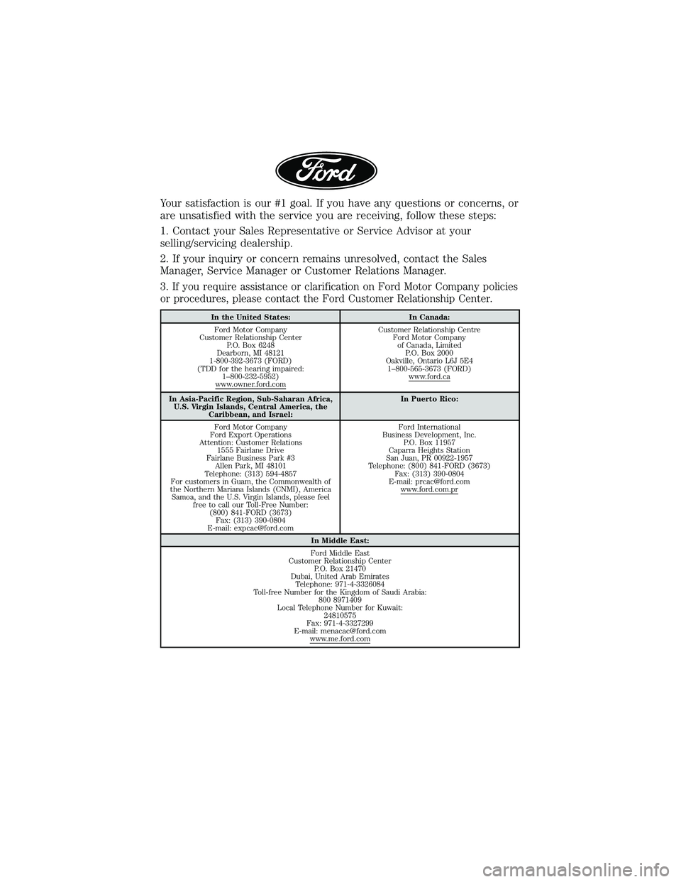 FORD C-MAY HYBRID 2018  Warranty Guide Your satisfaction is our #1 goal. If you have any questions or concerns, or
are unsatisfied with the service you are receiving, follow these steps:
1. Contact your Sales Representative or Service Advi