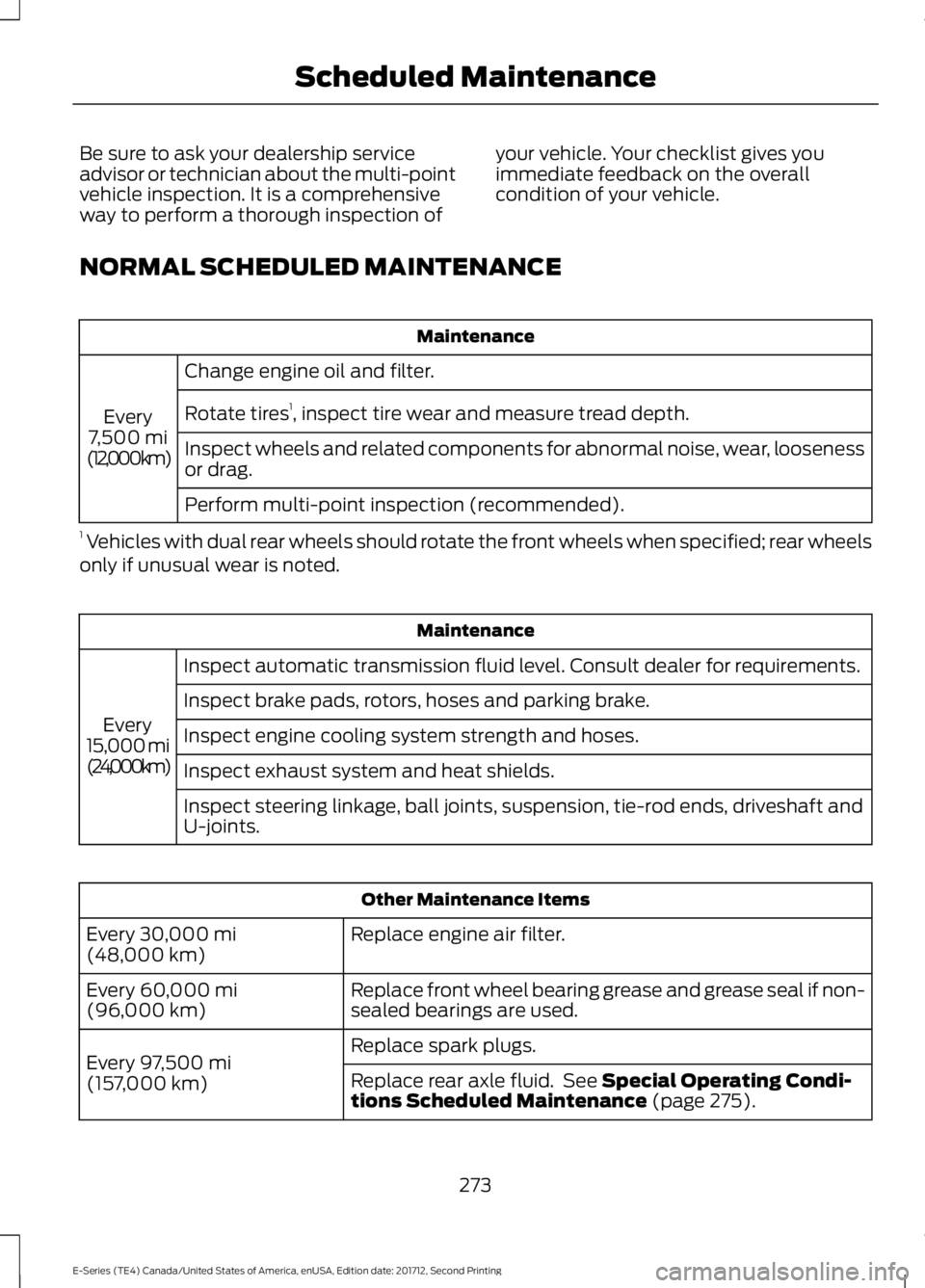 FORD E-450 2018 Owners Manual Be sure to ask your dealership service
advisor or technician about the multi-point
vehicle inspection. It is a comprehensive
way to perform a thorough inspection of
your vehicle. Your checklist gives FORD E-450 2018 Owners Manual Be sure to ask your dealership service
advisor or technician about the multi-point
vehicle inspection. It is a comprehensive
way to perform a thorough inspection of
your vehicle. Your checklist gives