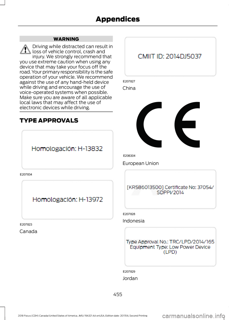 FORD FOCUS 2018  Owners Manual WARNING
Driving while distracted can result inloss of vehicle control, crash andinjury. We strongly recommend thatyou use extreme caution when using anydevice that may take your focus off theroad. You