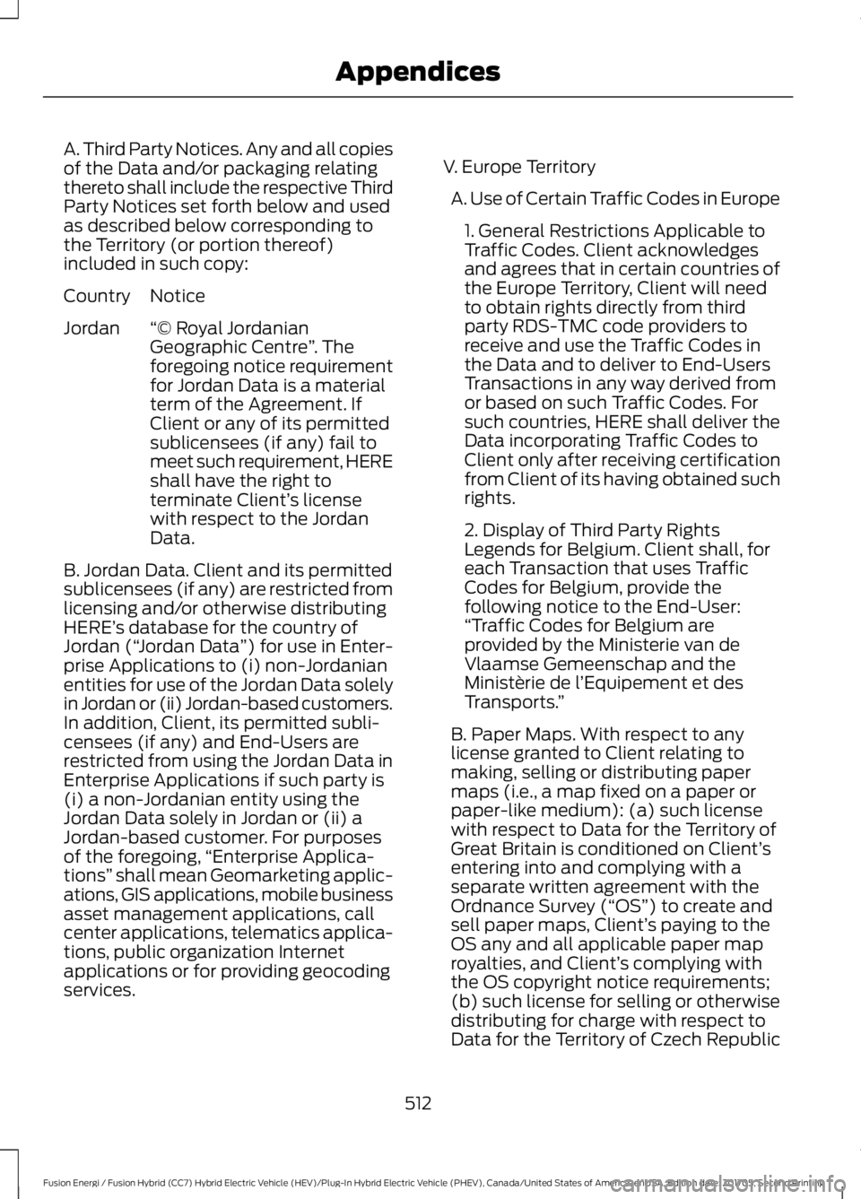 FORD FUSION/HYBRID 2018 Owners Manual A. Third Party Notices. Any and all copies
of the Data and/or packaging relating
thereto shall include the respective Third
Party Notices set forth below and used
as described below corresponding to
t FORD FUSION/HYBRID 2018 Owners Manual A. Third Party Notices. Any and all copies
of the Data and/or packaging relating
thereto shall include the respective Third
Party Notices set forth below and used
as described below corresponding to
t