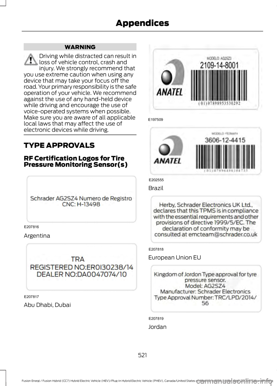 FORD FUSION/HYBRID 2018 Workshop Manual WARNING
Driving while distracted can result in
loss of vehicle control, crash and
injury. We strongly recommend that
you use extreme caution when using any
device that may take your focus off the
road FORD FUSION/HYBRID 2018 Workshop Manual WARNING
Driving while distracted can result in
loss of vehicle control, crash and
injury. We strongly recommend that
you use extreme caution when using any
device that may take your focus off the
road