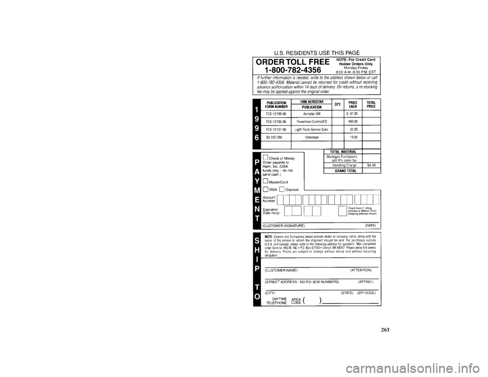 FORD AEROSTAR 1996 1.G Owners Manual 263 [AC03200(ALL)08/95]
thirty-six pica chart:0095080-A
File:14cpaca.ex
Update:Tue Aug 29 17:52:30 1995 