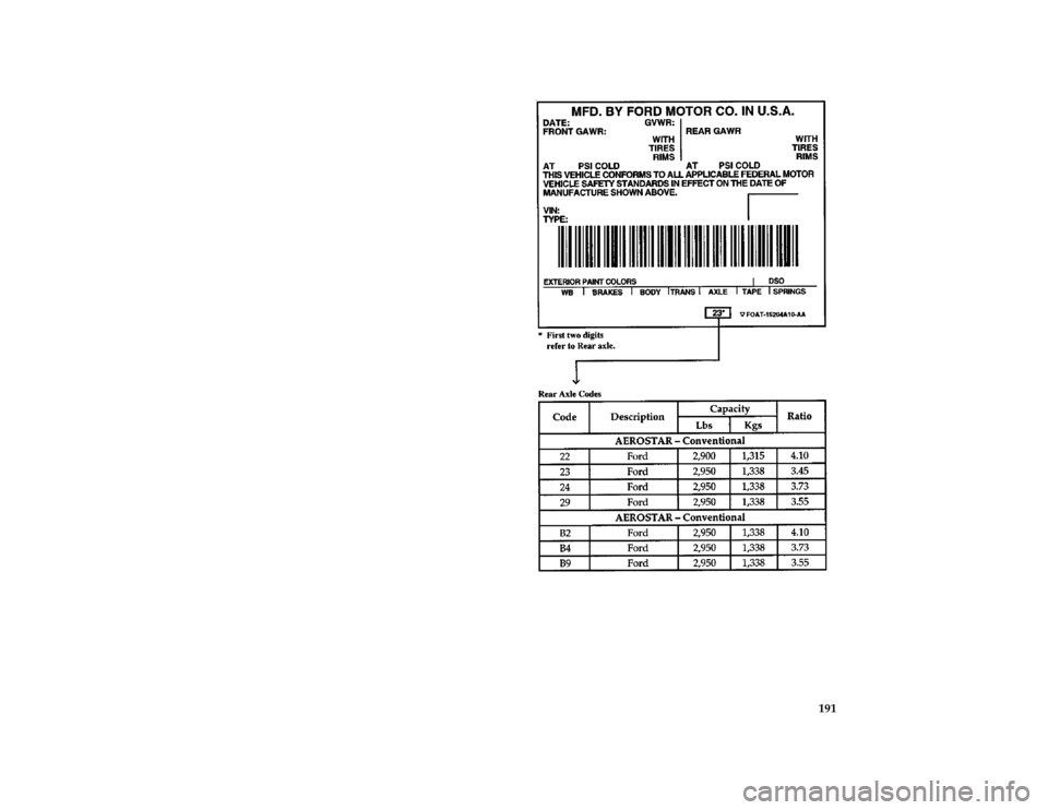 FORD AEROSTAR 1997 1.G Owners Manual 191 [GF33400(ALL)05/96]
thirty-six pica chart:0095089-B
File:09cpgfa.ex
Update:Wed Jun  5 12:04:06 1996 