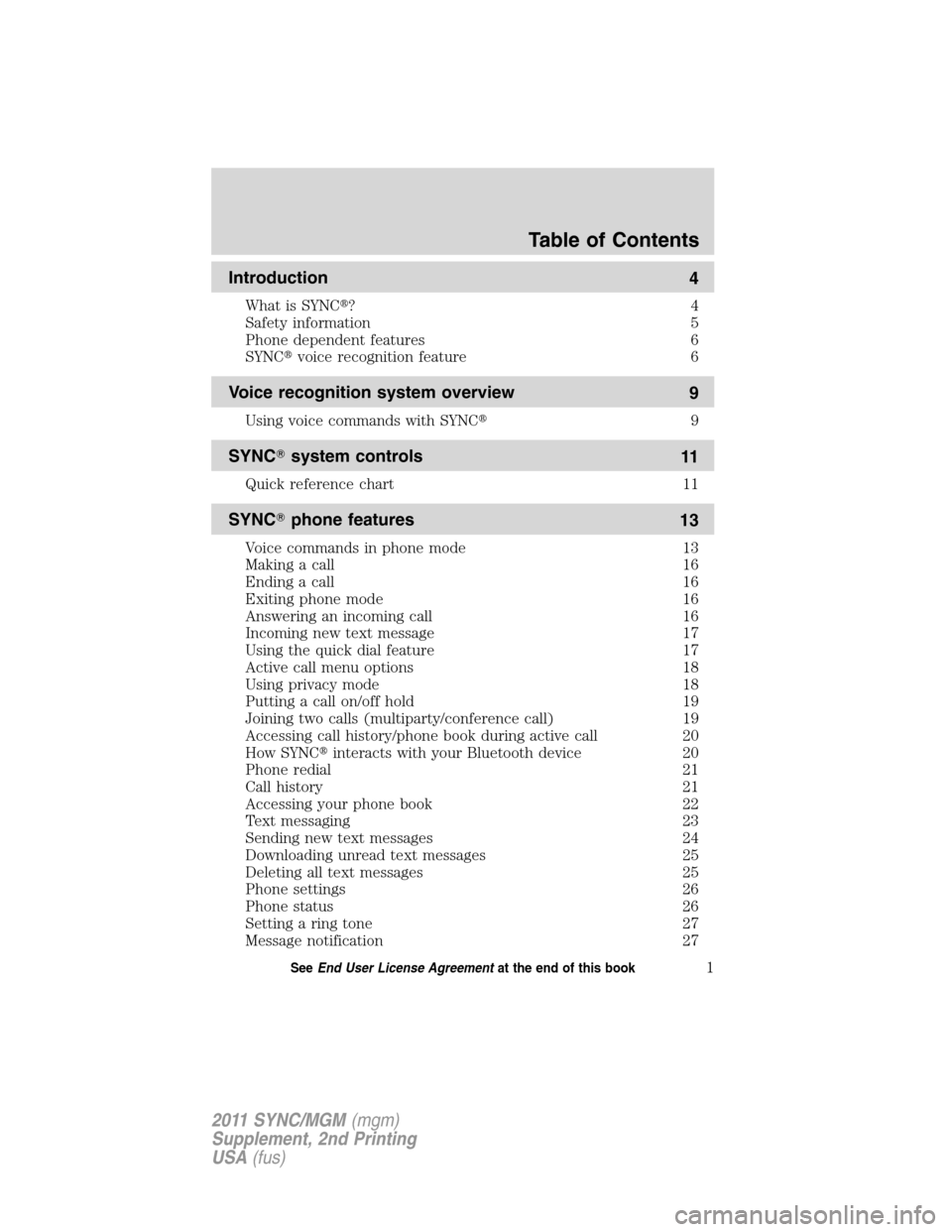 FORD E SERIES 2011 4.G Quick Reference Guide 