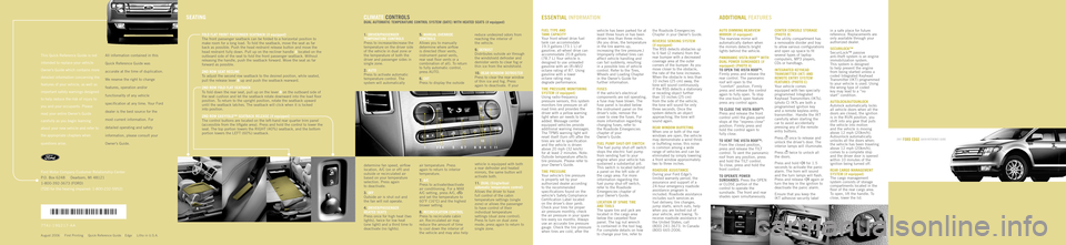 FORD EDGE 2007 1.G Quick Reference Guide 