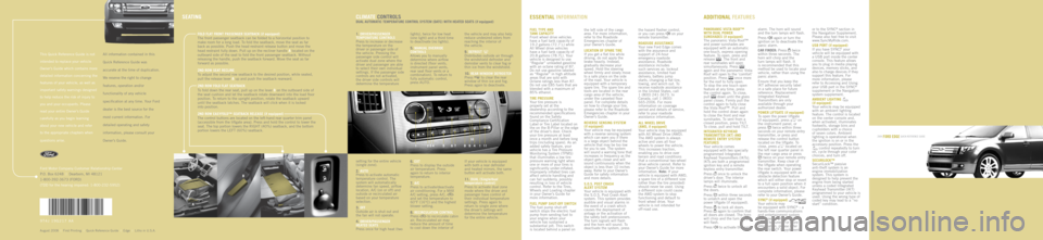 FORD EDGE 2009 1.G Quick Reference Guide 