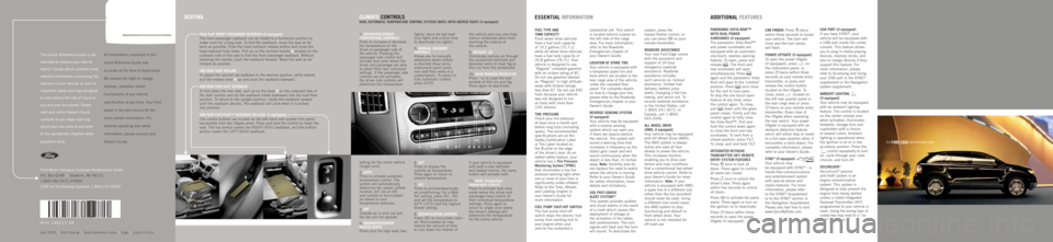 FORD EDGE 2010 1.G Quick Reference Guide 