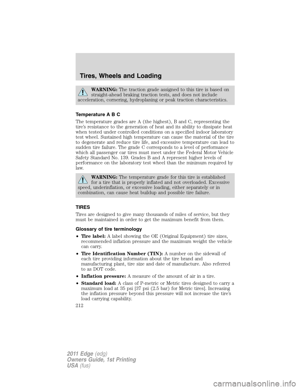 FORD EDGE 2011 1.G Owners Manual FORD EDGE 2011 1.G Owners Manual, Page 212