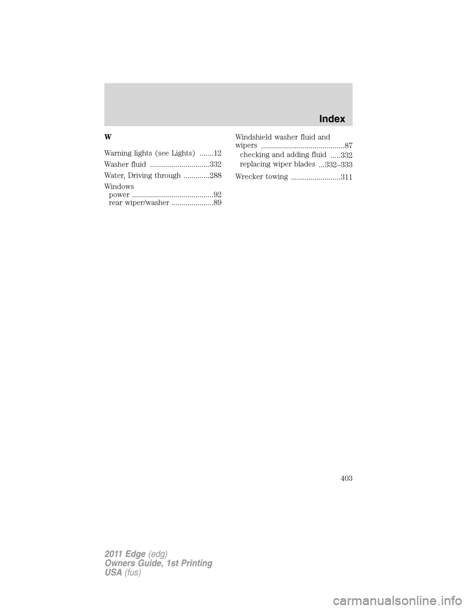 FORD EDGE 2011 1.G Owners Manual FORD EDGE 2011 1.G Owners Manual, Page 403