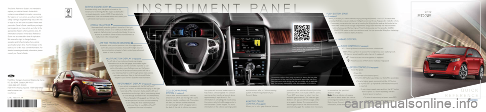 FORD EDGE 2012 1.G Quick Reference Guide 