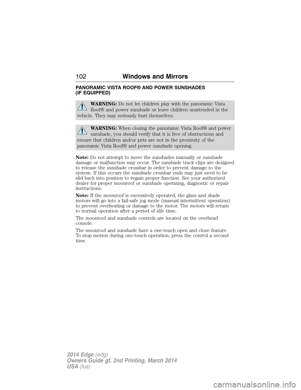 FORD EDGE 2014 1.G Owners Manual (540 Pages), Page 110 The image of