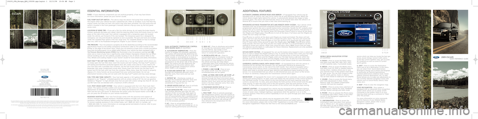 FORD ESCAPE 2009 2.G Quick Reference Guide 