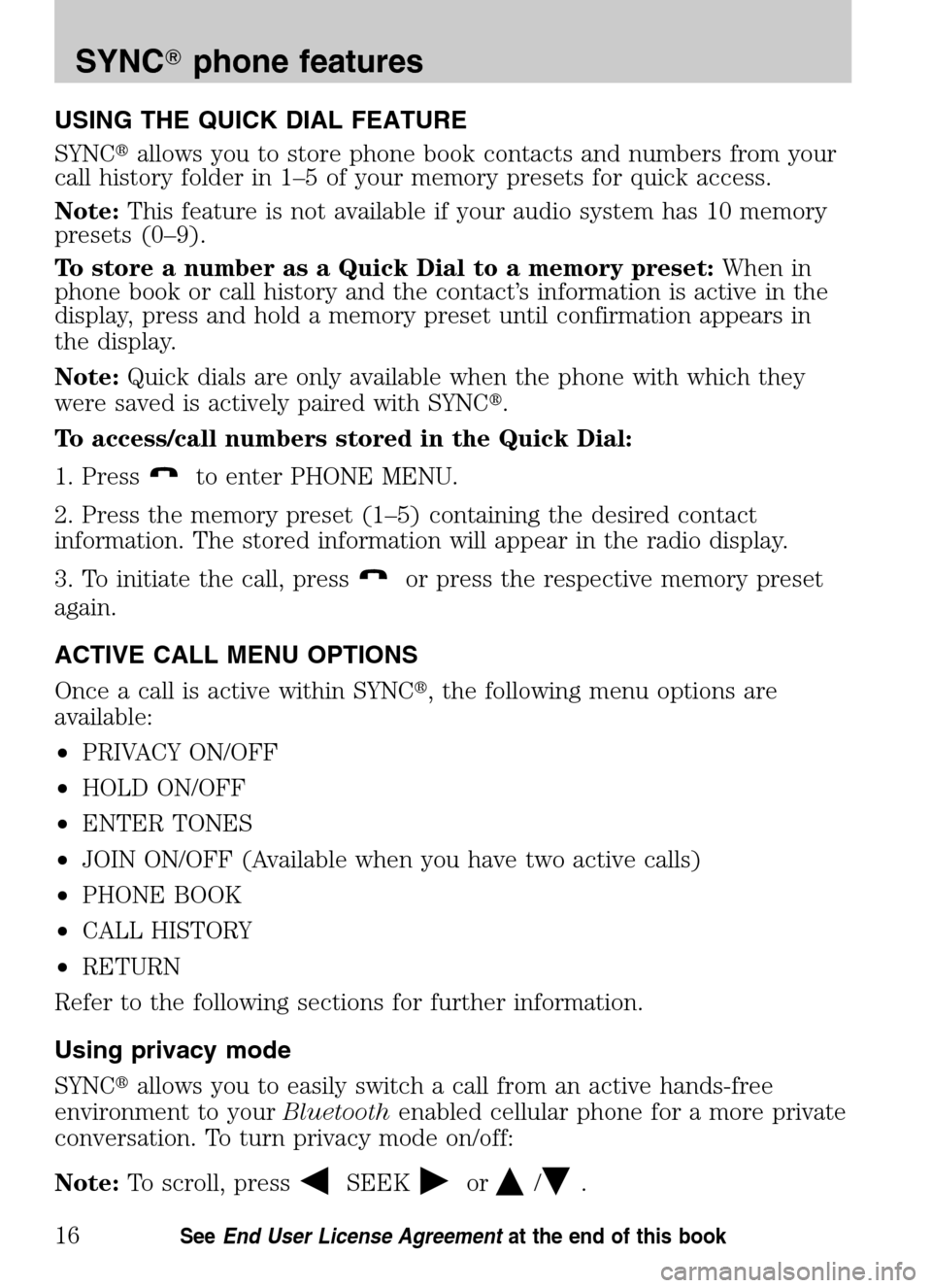 FORD ESCAPE HYBRID 2009 2.G Quick Reference Guide 