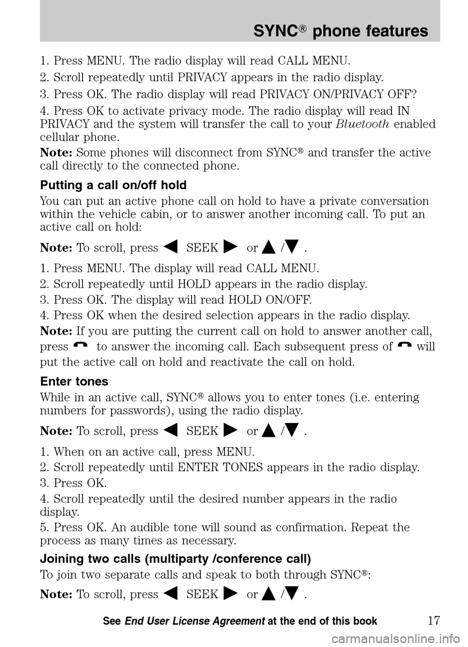 FORD ESCAPE HYBRID 2009 2.G Quick Reference Guide 