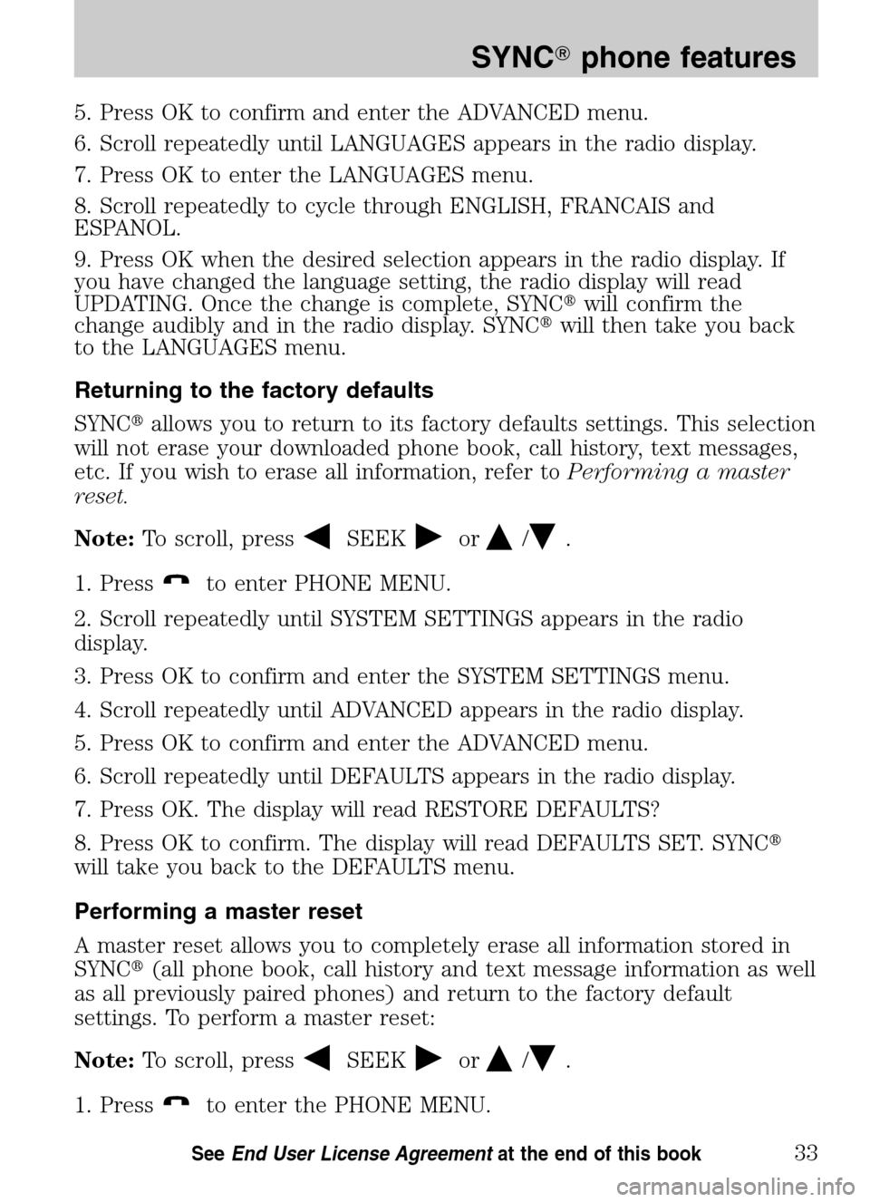 FORD ESCAPE HYBRID 2009 2.G Quick Reference Guide 