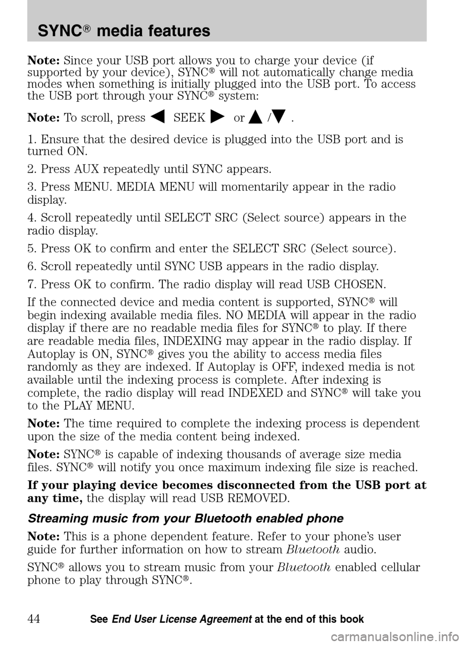 FORD ESCAPE HYBRID 2009 2.G Quick Reference Guide 